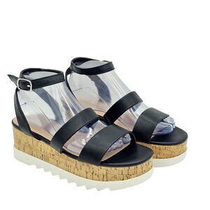 Madden Girl Womens Saliina Platform Sandals 8.5 Black Chunky Y2K 90s Retro Bratz